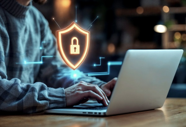 Cyber security per un computer aziendale.